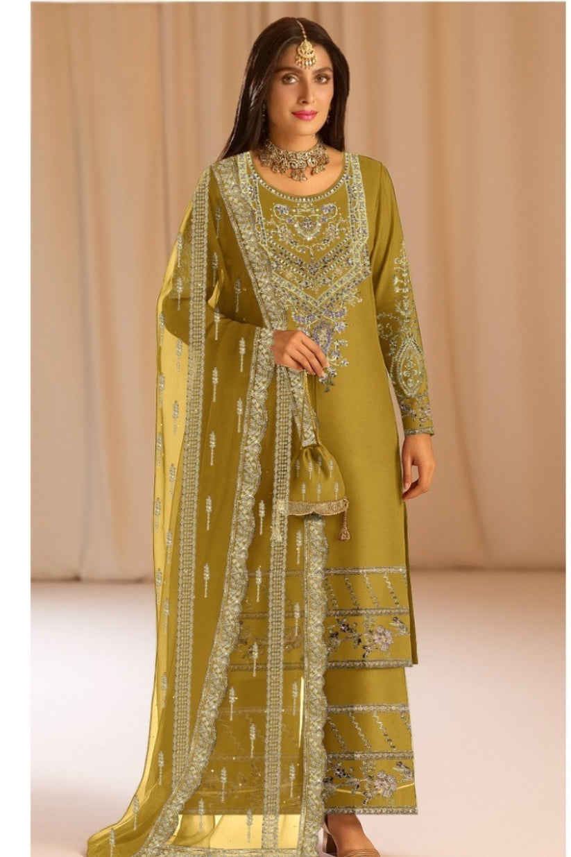 Royal Heritage – SL-105-KSL | Maria.B Silk 3-Piece Embroidered & Hand-Made Dress (5 Colors)