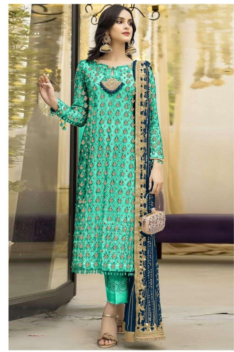 Emerald Majesty – KA-806 | Krinkle Chiffon 2-Piece Embroidered  Dress