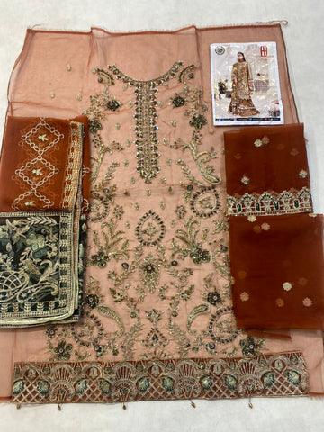 Golden Bloom – KHA-273 | Organza Shirt with Organza Dupatta & Contrast Pallu (Golden Tilla Work)