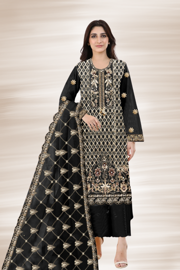 KH-306: Copper Tilla & Sequin Embroidered Ensemble