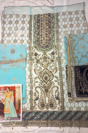 Ferozi Charm – KH-211 | 2-Piece Embroidered Dress with Golden Work