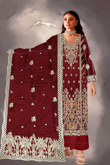 KH-310: Golden Tilla & Sequin Embroidered Organza Ensemble